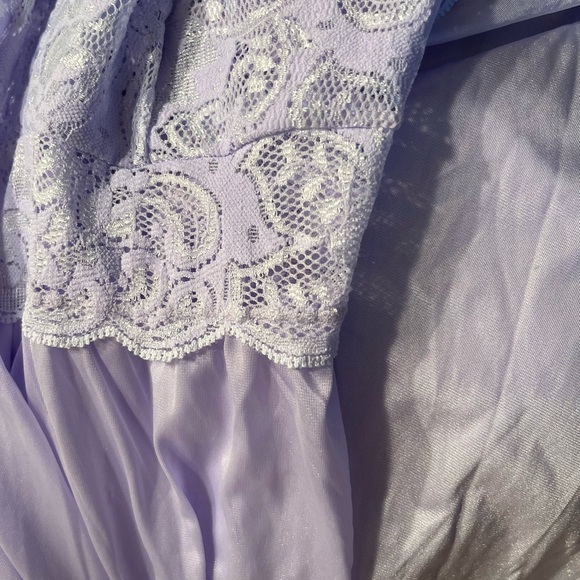 Lavender Lace vintage Nightgown dainty nighty sheer feminine maxi - Picture 3 of 10